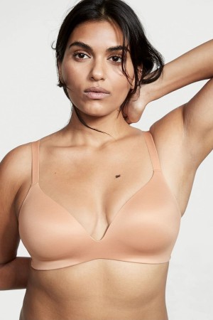 Victoria's Secret Bare Smooth Lightly Gefütterte Plunge Non Wired Bra Champagne Nude | 084-YFBNCO