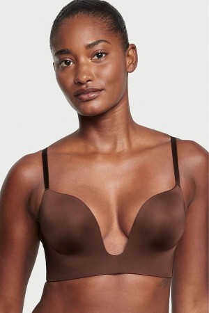 Victoria's Secret Bare Smooth Plunge Low Back Bra Braun | 906-WZBMIQ