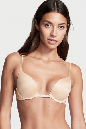 Victoria's Secret Bare Smooth Plunge Shine Multiway Bra Marzipan Nude | 507-ZCBDVK