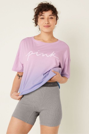 Victoria's Secret Baumwoll Brief Kurzes Pyjamas Blau | 394-LUKQTW