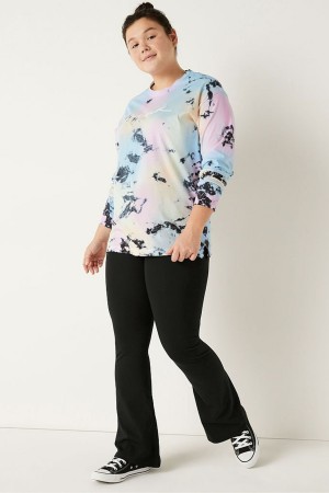Victoria's Secret Baumwoll High Taille Full Length V Crossover Flare Schwarz | 521-YEZGVA