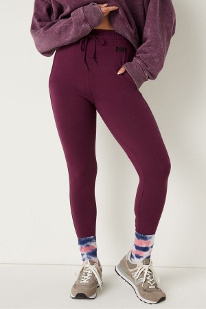 Victoria's Secret Baumwoll High Taille Joggers Bordeaux Rot | 753-SEYXOP