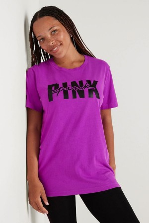 Victoria's Secret Baumwoll Kurzes Sleeve Campus T-Shirt Grün | 451-NUSXHD
