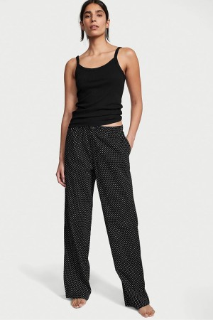 Victoria's Secret Baumwoll Long Pyjamas Schwarz Weiß | 498-UMYWRD