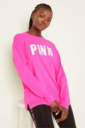 Victoria's Secret Baumwoll Long Sleeve Campus T-Shirt Rosa | 436-BNTCPH