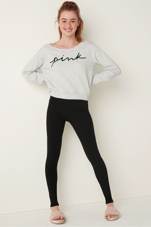 Victoria's Secret Baumwoll Mid Rise Full Length Legging Schwarz | 437-VSHOAW