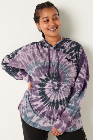 Victoria's Secret Baumwoll Oversized Mit Kapuze TShirt Lila | 406-PYLCQF