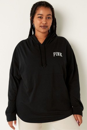 Victoria's Secret Baumwoll Oversized Mit Kapuze T-Shirt Schwarz | 645-OBKYRV