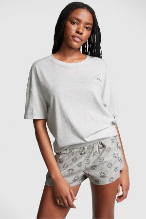 Victoria's Secret Baumwoll Oversized Sleep Shirt Grau | 302-FWZBSE