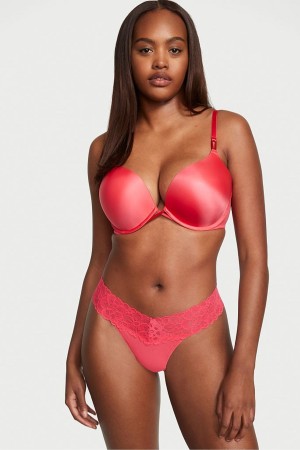 Victoria's Secret Baumwoll Spitze Taille Tanga Knickers Schwarz Grau | 689-NYFHML