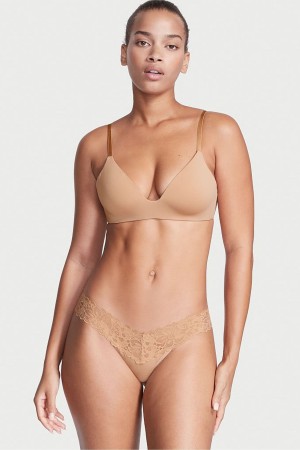 Victoria's Secret Baumwoll Spitze Taille Tanga Knickers Schwarz Grau | 389-ZUPHDS