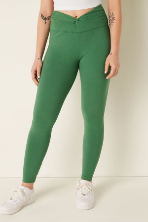 Victoria's Secret Baumwoll Twist Taille Full Length Leggings Blau | 135-QPYKZX