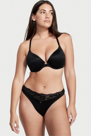 Victoria's Secret Body by Victoria Front Befestigung Spitze Trim Lightly Gefütterte Demi Bra Schwarz | 281-ZPNEQD