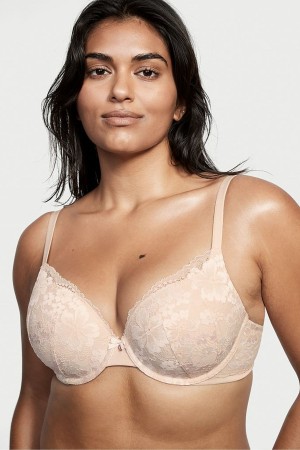 Victoria's Secret Body by Victoria Spitze Full Cup Push Up Bra Champagne Nude | 463-KXDGWQ