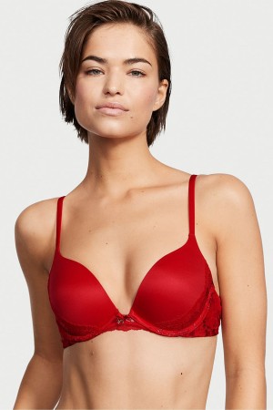 Victoria's Secret Body by Victoria Spitze Trim Push Up Bra Rot | 713-LVPEWF