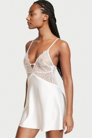 Victoria's Secret Bridal Satin Spitze Slip Weiß | 357-TIXQSY