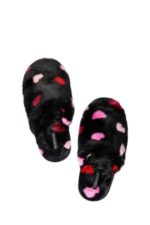 Victoria's Secret Closed Kappe Faux Fur Hausschuhe Schwarz | 425-ELWAQR