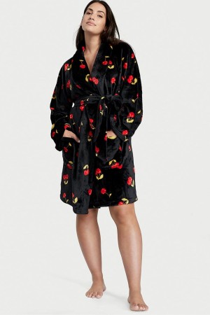 Victoria's Secret Cosy Kurzes Dressing Gown Schwarz | 675-XDUYVR