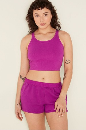 Victoria's Secret Crop Gerippt Tank Top Blau | 301-AMFWDY