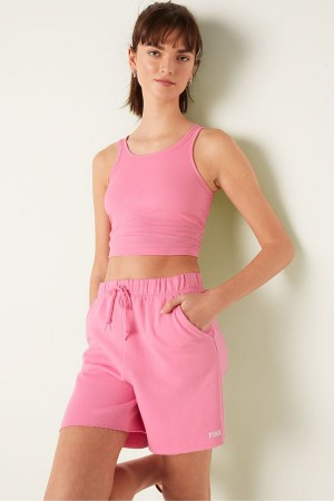 Victoria's Secret Crop Gerippt Tank Top Blau | 054-NKIOGR