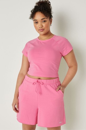 Victoria's Secret Crop Kurzes Sleeve T-Shirt Rosa | 049-XOHZFT