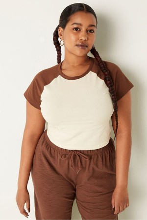 Victoria's Secret Crop Kurzes Sleeve T-Shirt Rosa | 695-QYEISM