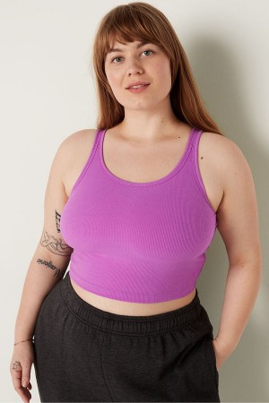 Victoria's Secret Cropped Rib Tank Top Rosa | 298-KBWPXD