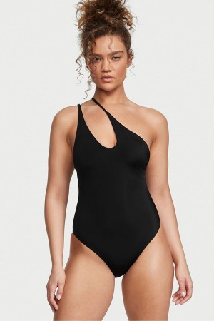 Victoria's Secret Cut Out One Shoulder One Piece Swimsuit Schwarz | 652-QTYNUZ