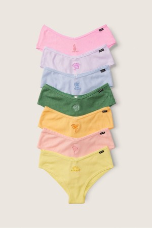 Victoria's Secret Days of the Week Baumwoll Cheeky Knickers 7 Pack Pink/Blue/Green/Orange/Yellow | 783-EPXLFW
