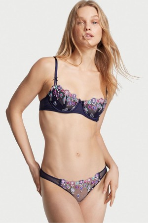 Victoria's Secret Dream Angels Bejeweled Embroidery Cheekini Knickers Navy Blau | 150-BSQEZJ