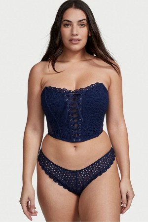 Victoria's Secret Dream Angels Broderie Knickers Navy Blau | 241-OFUYWA