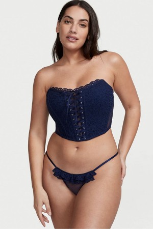 Victoria's Secret Dream Angels Broderie Knickers Navy Blau | 279-HZRJPV