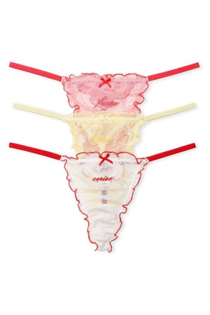 Victoria's Secret Dream Angels Multipack Embroidered G String Knickers Rosa | 568-DBJZIM