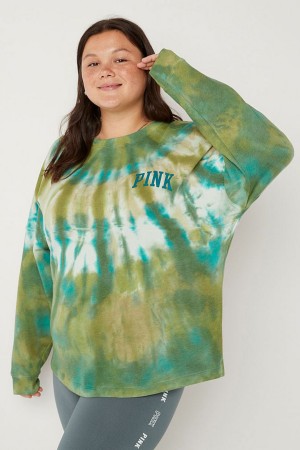 Victoria's Secret Fleece Long Sleeve Oversized Sweatshirt Grün | 364-BTMCHX