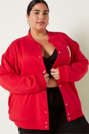 Victoria's Secret Fleece Varsity Jacket Rot | 021-XWSMIJ