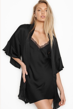 Victoria's Secret Flounce Satin Robe Rosa Streifen | 218-DQYKBU