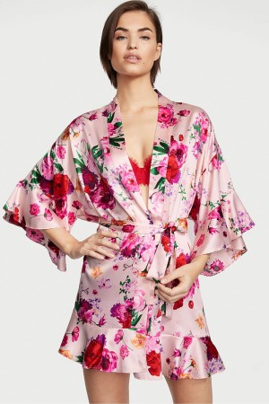 Victoria's Secret Flounce Satin Robe Rosa Streifen | 976-ABGIYV