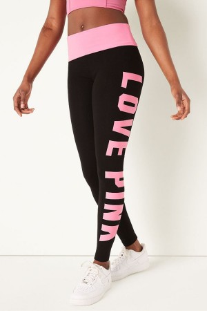 Victoria's Secret Foldover Full Length Legging Schwarz | 831-TJWYRN