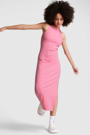 Victoria's Secret Gerippt Midi Kleider Rosa | 214-AUBFNP