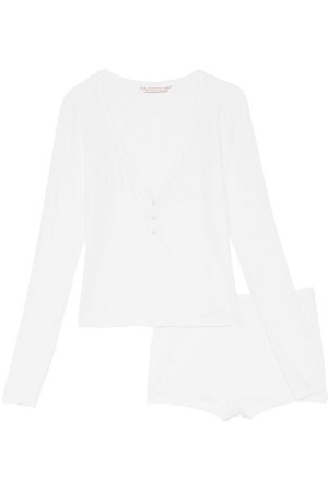 Victoria's Secret Gerippt Modal Kurzes Pyjamas Hellbraun | 601-GCJDHW