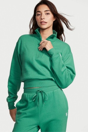 Victoria's Secret Half Zip High Neck Lounge Sweatshirt Grün | 519-GSXTNL