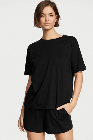 Victoria's Secret Knit Kurzes Pyjamas Schwarz | 835-EPZJLY