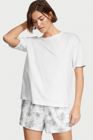 Victoria's Secret Knit Kurzes Pyjamas Weiß | 826-GAIWNJ