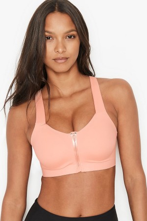Victoria's Secret Knockout High Impact Racerback Zip Up Sports Bra Aprikose Orange | 268-LNEMKD