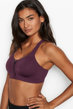 Victoria's Secret Knockout High Impact Racerback Zip Up Sports Bra Aprikose Orange | 496-SHLQNO