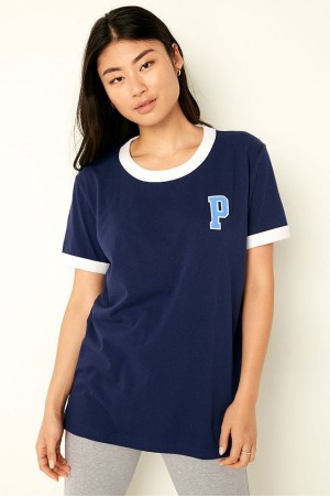 Victoria's Secret Kurzes Sleeve T-Shirt Navy Blau | 315-XHSTOI