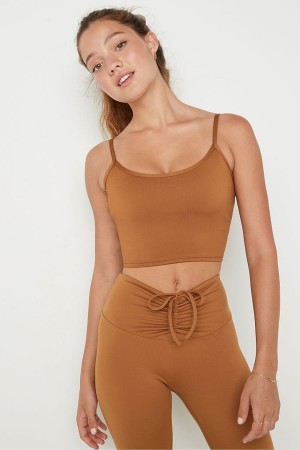 Victoria's Secret Lightly Gefütterte Low Impact Sport Crop Top Braun | 629-QKPZNA