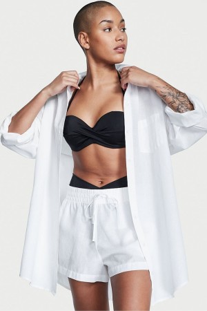 Victoria's Secret Linen Pyjama Kurzes Weiß | 215-BXTRPL