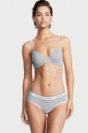 Victoria's Secret Logo Knickers Grau | 837-XVLENG