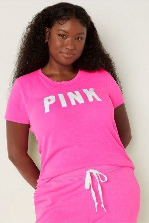 Victoria's Secret Logo Kurzes Sleeve T-Shirt Rosa | 207-JYUTOR